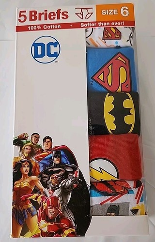 NEW In Box DC Justice League 100% Cotton Boys Size 6 Soft Underwear Briefs