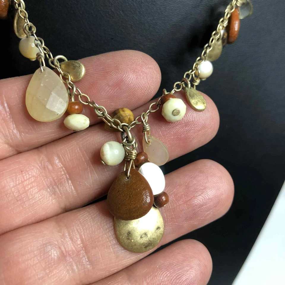 Collar 5399 Lauren Ralph Lauren tono dorado briolette cuentas dijes 18" Foto 2 de 3