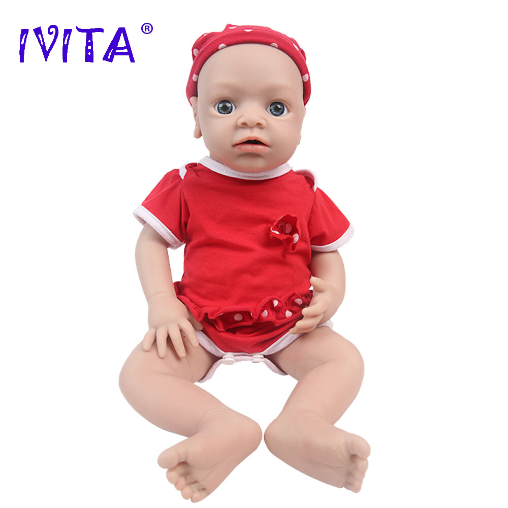 19" Reborn Baby Doll Cute Girl Newborn Full Body Silicone Lifelike Doll IVITA