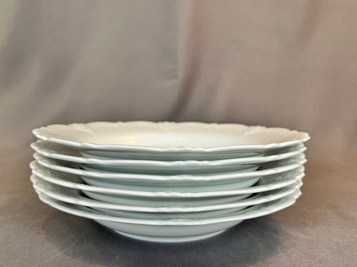 6 Tirschenreuth BARONESSE WHITE 9 ¼” Rim Soup Bowls: MINT - Picture 7 of 12