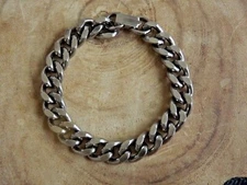 Gun Metal Plated 8" Bracelet - Cuban Chain Curb Link Rider Bracelet Made in USA