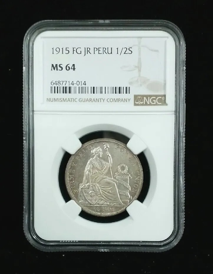 NGC MS64 1915-FG JR Peru 1/2 Sol Silver Coin #7466 | eBay