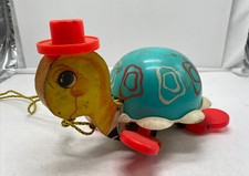 Vintage 1962 Fisher Price Tippy Toe Turtle Pull Toy #773 made in USA