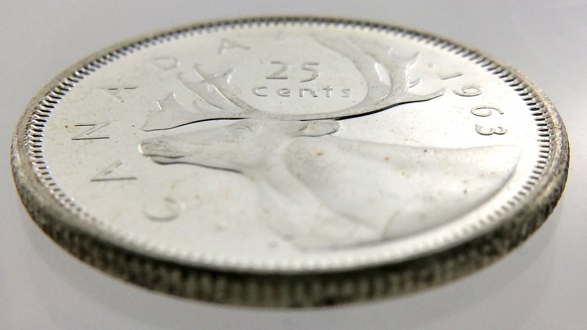 1963 Canada Twenty Five 25 Cents 800 Silver Quarter Uncirculated