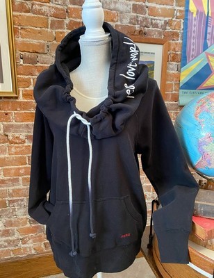 Peace Love World Black Cowl Neck Hoodie 