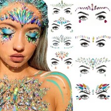 Body Makeup 3D Diamond Gems Face Tattoo Jewelry Eyebrow Stickers Self Adhesive