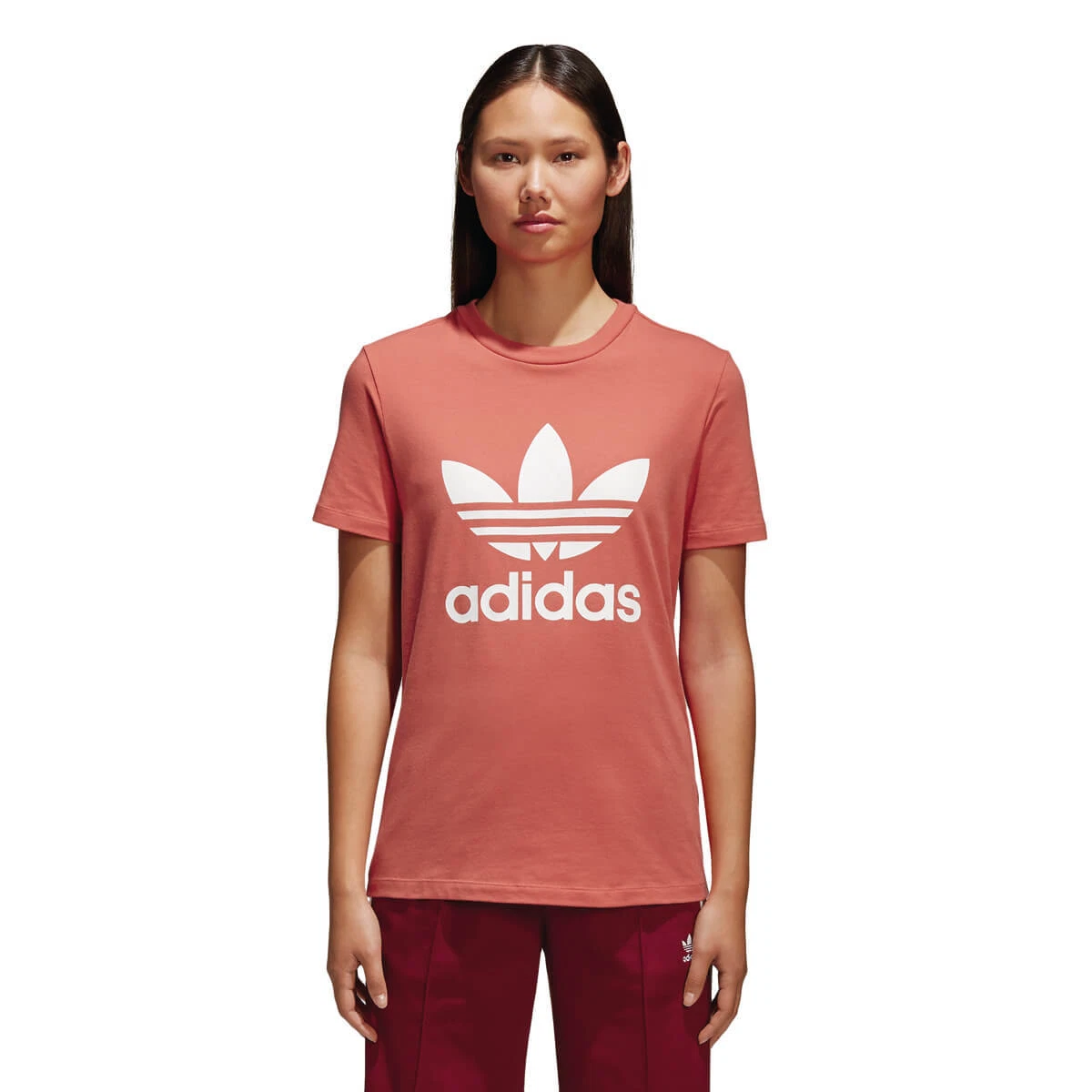 Adidas trefoil Ladies Trasca White Adidas Shirt coral | eBay