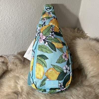 NWT Vera Bradley Lighten Up Essential Compact Sling Backpack Lemon Grove 