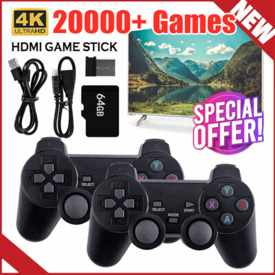 TV Videospielkonsole Stick 4K HDMI Retro Games w/ 2X Wireless Gamepad Controller