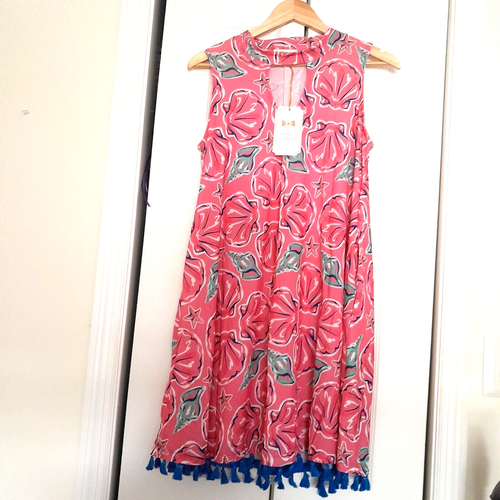 SIMPLY SOUTHERN "WILMINGTON" PINK SEASHELL BEACH /CRUISE/RESORT DRESS