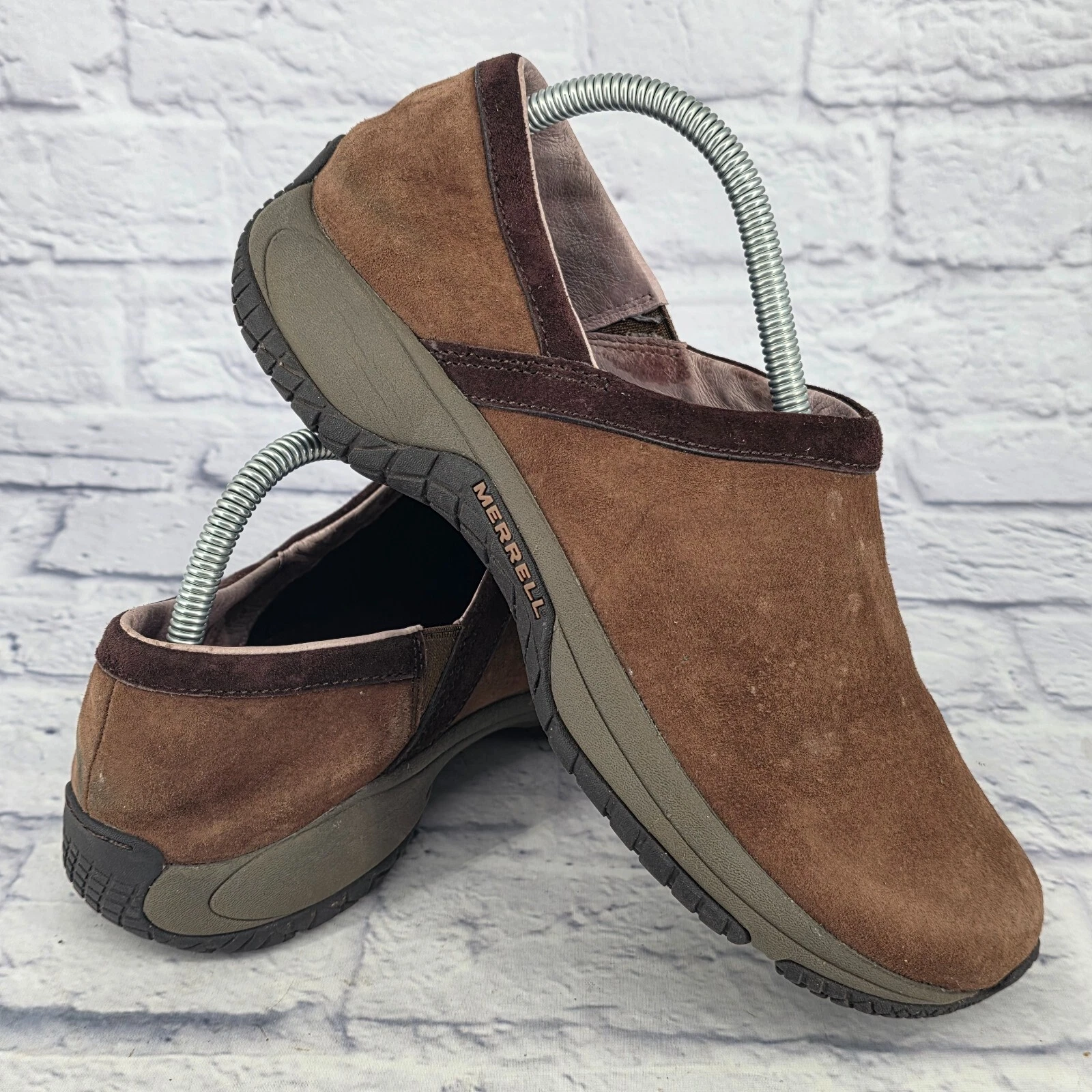 SALOMON Scarpa zoccoli Merrell Encore Adams marrone terra scuro scamosciata donna 10 slip on comodi