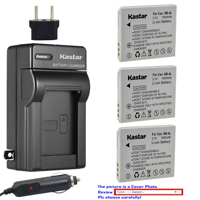 Kastar Battery AC Charger for Canon NB-4L NB-4LH Canon Digital IXUS 30 IXUS 40