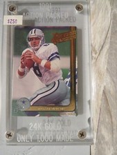1991 ACTION PACKED TROY AIKMAN #12G 24K GOLD CARD IN 1/2 INCH ENGRAVED LUCITE
