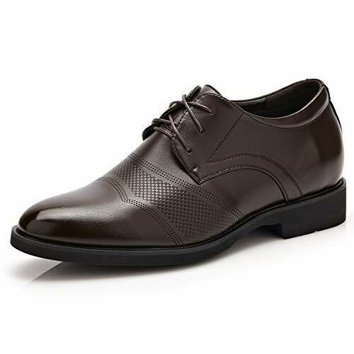 Men PU Leather-Height Increase Elevator Shoes-Formal Lace Up Oxfords 6CM Taller - Picture 5 of 19