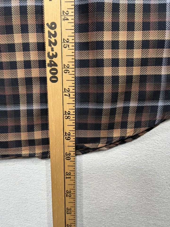 Camisa de vestir larga Robert Talbott para hombre grande marrón gris negra a cuadros con botones delanteros Foto 4 de 4