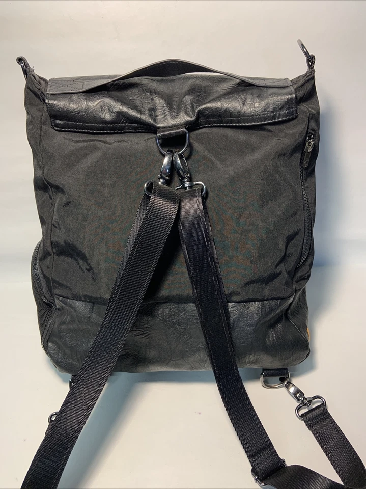Lucy.com Nappa Canvas Like Black backpack convertible Crossbody design - Image 3 of 4