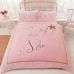 Wish Upon A Star Single Duvet Cover Set Pink Gold Stars S Image Is Loading Wish Upon A Star Single Duvet Cover Set
