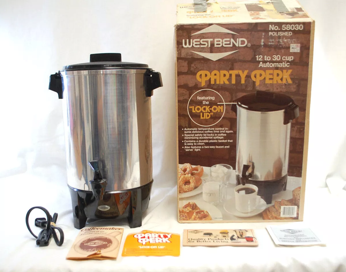 West Bend #58030 Party Perk Automatic Coffee Maker 12 to 30 Cups Vintage  L2809