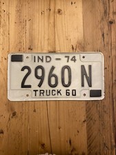 Vintage Indiana 1974 - TRUCK 60 - US Car License Plate 2960 N