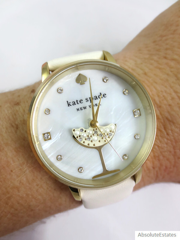 NEW Kate Spade Metro Champagne Gold & White Leather Watch