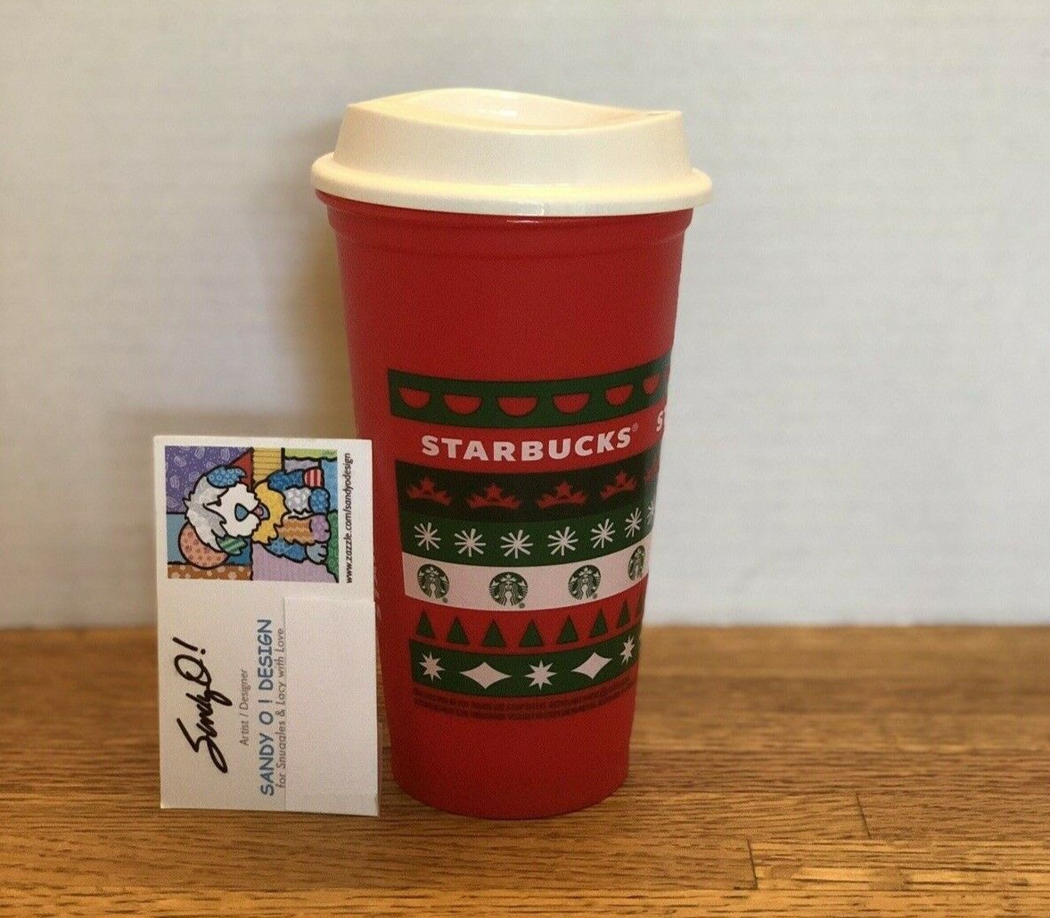Starbucks 2020 RED CHRISTMAS SWEATER Holiday Reusable Cup Grande 16 oz NEW
