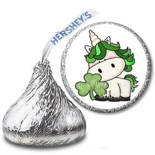 108 St Patrick's Day Unicorn Favors Labels Hershey Kiss Stickers Candy Wrappers