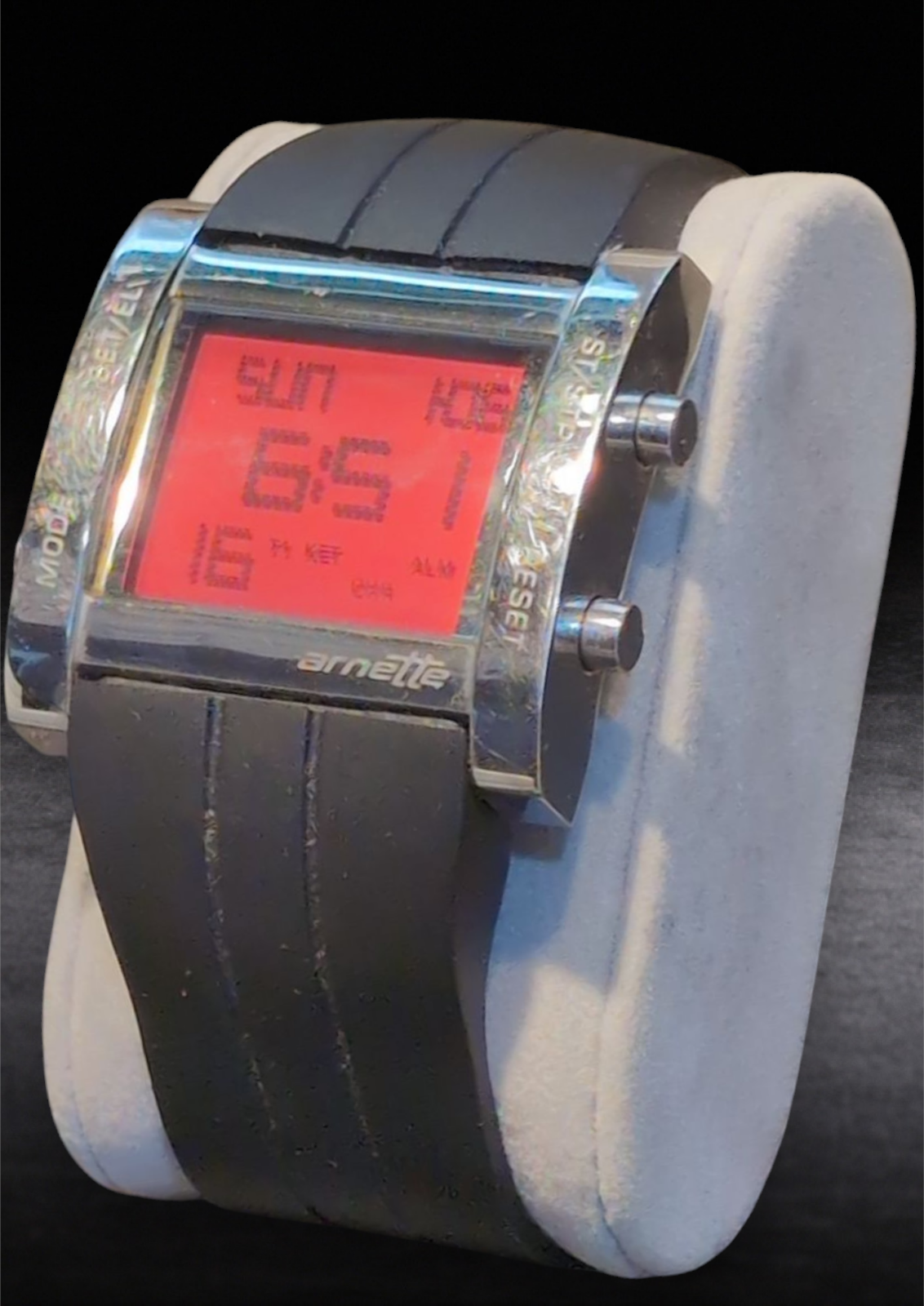 Arnette LCD Digital Watch Silicone black Strap AR00901 50M WR New ...