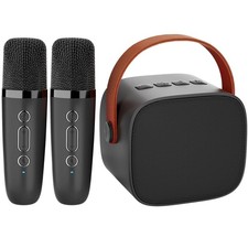 Mini Karaoke Machine with 2 Wireless Microphone,Bluetooth Speaker for Kids and A