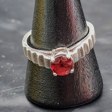 Natural Red Garnet Gemstone Ring 925 Sterling Silver January Birthstone Sz 8