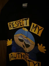 South Park Cop Cartman Respect My Authority T Shirt Black Mens XL