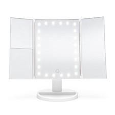 Rio 24 LED Tri-Fold Makeup Mirror with Touch Dimmable 18L x 30W cm, White 