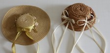 2 Mini Sun Hat Straw Decoration Miniature Hats Doll Costume Accessories
