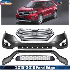 Front Bumper Cover Fascia & Grille Assembly Kit For 2015-2018 Ford Edge