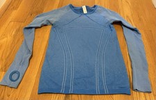 Ivivva Fly Tech Long Sleeve Top Girls 14 Fitted Shirt Top By Lululemon Blue