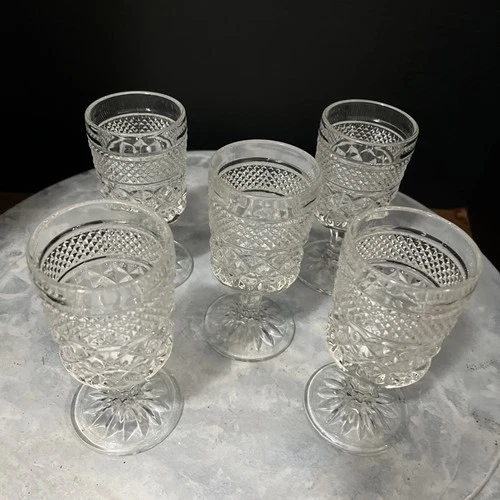 Vintage Anchor Hocking Wexford 5-3/8" Claret Wine Glasses Set Of 6
