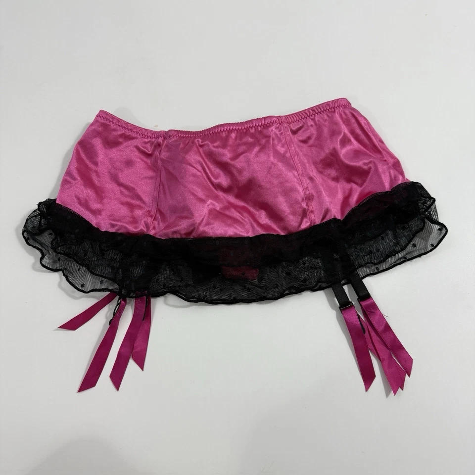 Lencería Native Intimates Rosa Negro Liguero Falda Encaje Satinado Talla M (6) Foto 2 de 4
