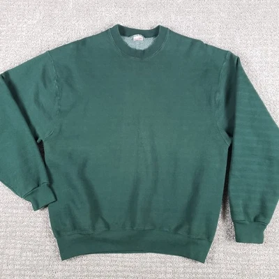 Sudadera Vintage Fruit of the Loom Supercotton (L) Verde Blanco Años 90 Hecha en EE. UU. - Imagen 1 de 4