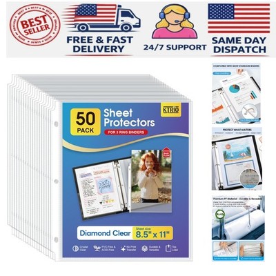 Top Loading Polypropylene Page Protectors, 8.5 x 11 Letter Size - 50 Pack