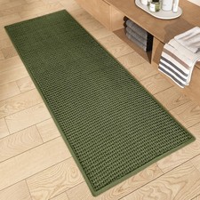 Green Bathroom Runner Rug- Non Slip, Absorbent, Quick Dry, Thin, Washable- 20...