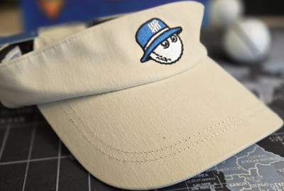 Undefeated Beige/Black Adjustable Golf Visor Cotton Canvas Embroidered Logo