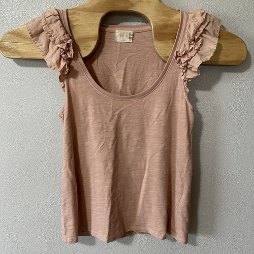 Nation LTD Valentina Ruffled Tank Top Size Small Peach Pink Cotton ...