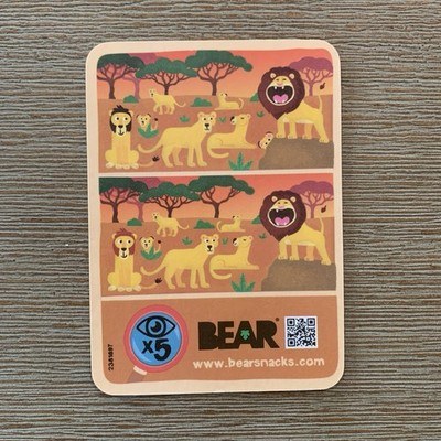 Lion Bear Snack Card #12/60 Collectible Animal Trading Cards Bear