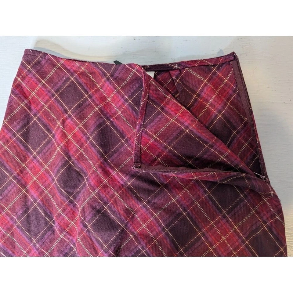 Falda vintage de sastre B. musgo para mujer talla 4 rojo granate a cuadros línea A Academia Preppy Foto 4 de 4