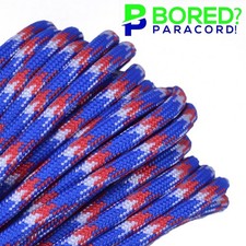 Red White and Blue Camo - 50 FT - 550 Paracord Rope 7 strand Parachute Cord