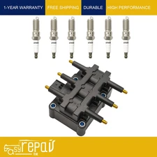 1pcs Ignition Coil and 6pcs Spark Plug For 2001-2011 Jeep Wrangler 7B0905115