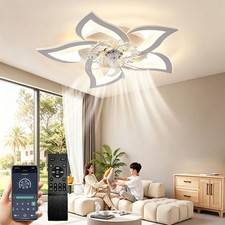 LED Ceiling Fan Light Low Profile Bedroom Ceiling Fan with Light Adjustable 69CM