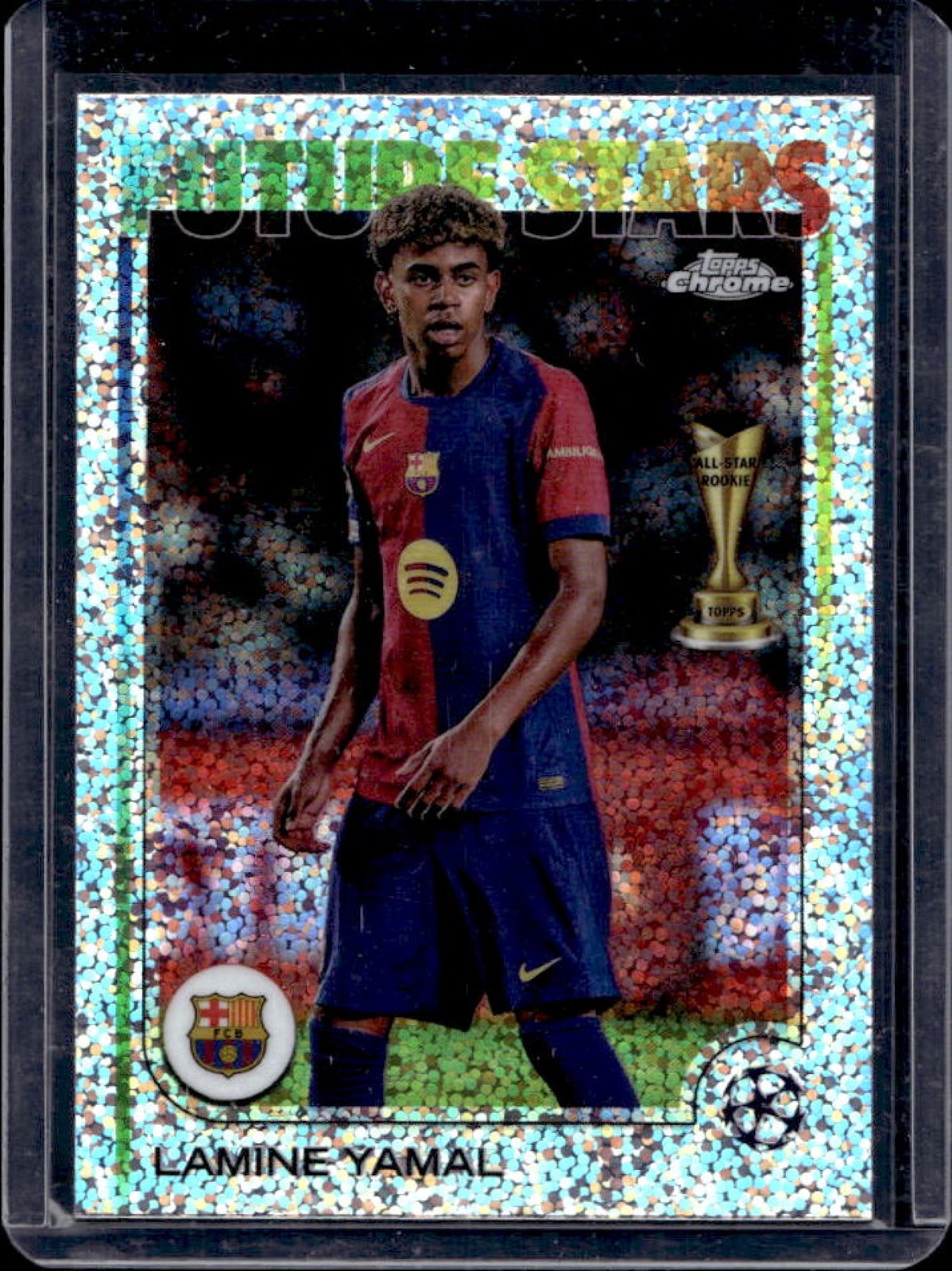 2024-25 Topps Chrome UEFA Lamine Yamal Speckle Refractor #27 Barcelona
