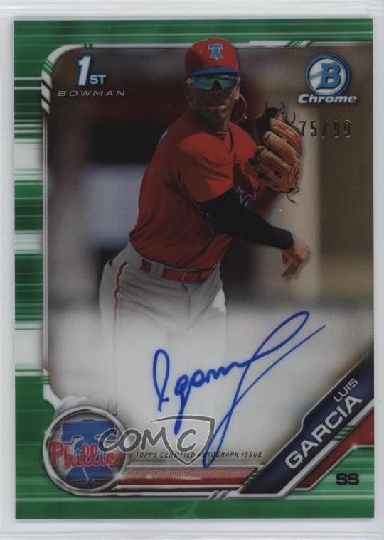 2019 Bowman Chrome Prospects Green Refractor 75/99 Luis Garcia #CPA-LG Auto q3o