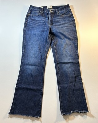Universal Thread Ankle Bootcut Jeans 2/26R Stretch Dark Wash Frayed Raw Hem