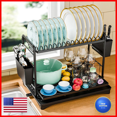 Simple Trending Dish Rack Dish Drying Rack 2 Tier Stainless Steel Dish Drainers